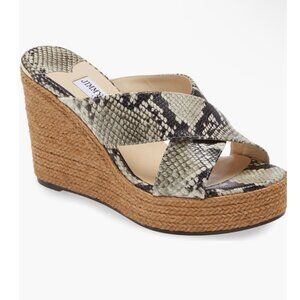 Jimmy Choo Dovina Snake Embossed Espadrille Platform Wedge